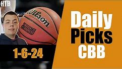 CBB Picks 1/6/24 - College Basketball Predictions and Betting Preview