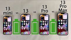 iPhone 13 Pro Max vs 13 Pro vs 13 vs 13 mini Battery Life DRAIN Test