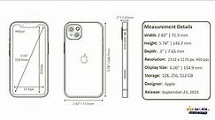 iPhone 13 Size, Measurements & Dimension Illustration