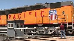 Worlds largest diesel locomotive on the Cheyenne turntable DD40X 6936.