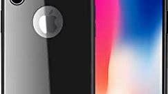 Ultra Thin Mirror iPhone X Case with Air Cushion Technology and Hybrid Drop Protection for Apple iPhone X - Silica Gel Frame - Black