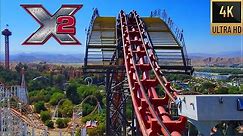 X2 Six Flags Magic Mountain POV Back Row (extremely intense roller coaster)