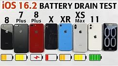 iOS 16.2 BATTERY LIFE DRAIN TEST - iPhone 8 vs 7 Plus vs 8 Plus vs X vs XR vs XS Max vs 11 #Battery