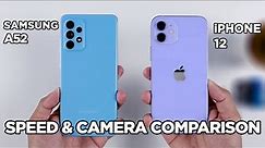 Samsung A52 vs iPhone 12 SPEED TEST & CAMERA Comparison | Zeibiz