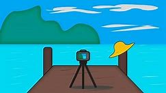 Animation of photographing sea and mountain views.