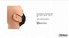 Face Masks Type IIR with Ear Loops Black Box of 50 SKU MK OX 50DU