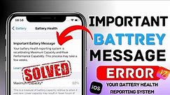 How to fix iphone Important Battery Message| Your Battery Health Reporting System is Recalibrating
