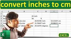 How to convert inches to cm in Excel