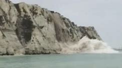 Huge chunk of the White Cliffs of Dover collapsing into the sea