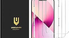 UNBREAKcable 3-Pack Screen Protector for iPhone 14/13/13 Pro, Double Shatterproof Tempered Glass with Easy Installation Frame for iPhone 6.1 Inch