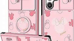oqpa for Samsung Galaxy S23 Ultra Case Cute Cartoon Phone Case, Kawaii Funny S23 Ultra Case for Women Girly Girls Cases with Camera Cover+Ring Holder for Samsung S23 Ultra 2023 5G 6.8", Pink Minn