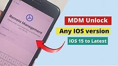 How To Bypass MDM Lock On iPhone IOS 15!MDM Lock Unlock New Method.