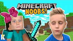 Minecraft NOOBS! Ava and Little Flash Play Minecraft for the First Time! K-City GAMING