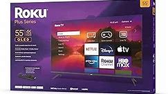 Roku 55" Plus Series 4K Dolby Vision HDR10+ QLED Smart RokuTV with Voice Remote Pro, Striking 4K Resolution, Automatic Brightness, Dolby Vision and HDR10+