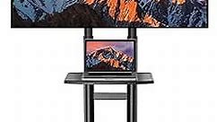 PERLESMITH Rolling/Mobile TV Cart with Wheels for 32-82 Inch LCD LED 4K Flat Screen TVs - TV Floor Stand with Shelf Holds Up to 100 lbs, Height Adjustable Trolley Max VESA 600x400mm- PSTVMC05