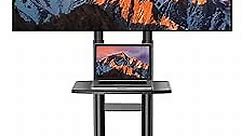 PERLESMITH Rolling/Mobile TV Cart with Wheels for 32-82 Inch LCD LED 4K Flat Screen TVs - TV Floor Stand with Shelf Holds Up to 100 lbs, Height Adjustable Trolley Max VESA 600x400mm- PSTVMC05