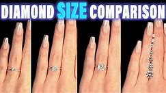 Diamond Size Comparison on Hand Finger Carat 1 2 3 4 0.5 ct 0.25 0.75 1.5 0.3 0.8 0.7 0.6 0.4 .9 1/2