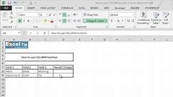 How to use COLUMN function in Excel