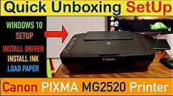 Canon PIXMA MG2520 Setup, Quick Unboxing, Install Setup Ink, Load Paper, Install Driver & Test Print