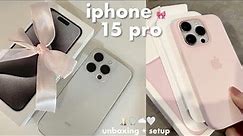 IPHONE 15 PRO ☁️ unboxing, set up + accesories haul (white titanium, 256gb) ౨ৎ⋆˚｡⋆