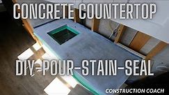 Concrete Countertop DIY, Pour, Stain, and Seal. Total cost $50