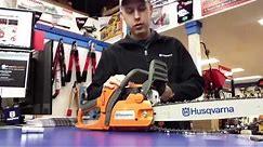 How to reset a Husqvarna chain brake on a chainsaw.