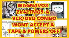 MAGNAVOX DVD-VCR REPAIR ZV427MG9 A WONT TAKE A TAPE & SHUTS OFF - BAD CAP & TRANSISTOR