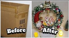 DIY Christmas Wreath With Lights | How To Make Cardboard Wreath At Home | Budget Decorating Tutorial