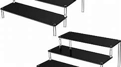 Display Racks for Craft Shows 2 Packs Tiered Display Stand Riser Display Shelves for Vendors Black Acrylic Organizer Stand Cardboard Display Stands for Products Collection Desserts Display (3 Tiers)