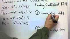 Leading Coefficient Test left-hand and right-hand behavior
