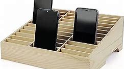 Ozzptuu 36-Grid Wooden Cell Phone Holder Desktop Organizer Storage Box for Classroom Office (36-Grid)