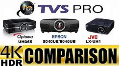 Epson 5040UB/6040UB vs Optoma UHD65 vs JVC LX-UH1 Projector Comparison