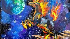 Beginner Acrylic Painting tutorial Galaxy Fire Unicorn step by step | TheArtSherpa