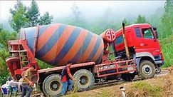 Ready Mix Cement Concrete Truck Paving The Steep Winding Road Quester CWE280