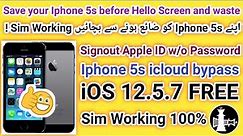 Save your Iphone 5s and signout Apple ID w/o password Free | Iphone 5s icloud bypass with network |