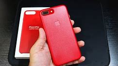 Official Apple Product Red Leather Case - iPhone 8 Plus
