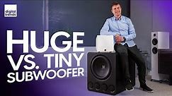 Huge vs. Tiny Subwoofer | Why You Need A Subwoofer for Home Theater, Music