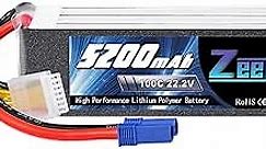 Zeee 6S Lipo Battery 5200mAh 22.2V 100C Soft Pack Lipos with EC5 Connector RC Battery for RC Car Truck Airplane Helicopter Quadcopter Boat
