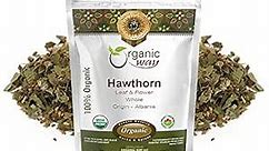 Organic Way Dried Hawthorn Leaf & Flower Whole (Crataegus monogyna) | Herbal Tea - European Wild-Harvest | Organic & Kosher Certified | Non GMO & Gluten Free | USDA Certified | Origin - Albania (1/4LBS / 4OZ)