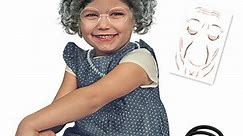 Grandma wig for girls, Old Lady Costume Wig for Kids