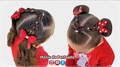 Penteado com Liguinhas e Maria Chiquinha ou Coques 😍 | Two Buns our Ponytails Hairstyle for Girls 😍🥰