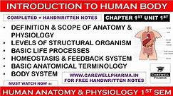 Introduction to Human Body (complete) || Ch 1 Unit 1 || hap 1st semester b pharmacy || Carewell P.
