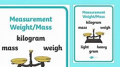 Key Stage 1 Measurement Weight and Mass Poster