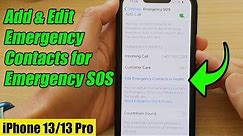 iPhone 13/13 Pro: How to Add & Edit Emergency Contacts for Emergency SOS