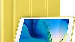 Akkerds Case Compatible with iPad 10.2 Inch 2021/2020 iPad 9th/8th Generation & 2019 iPad 7th Generation with Pencil Holder, Protective Case with Soft TPU Back, Auto Sleep/Wake Cover, Yellow