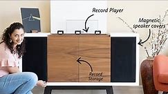 I built a DIY Record Player Stand With Storage and SO many features!