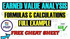 Earned Value Analysis Calculations Tutorial | CPI, SPI, CV, SV, EAC, ETC, BAC, AC, EV, TCPI