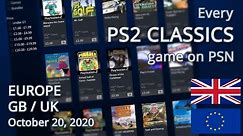Every PS2 CLASSICS game on the PlayStation Store (EU)