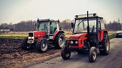 Ciężka zimowa orka na 2 traktory Massey Ferguson 3060 & Zetor 7211