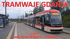 Tramwaje Gdańsk. Linia 2 Lawendowe Wzgórze - Jelitkowo/Ride on tram line 2 in Gdańsk (Poland)CABVIEW